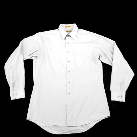 Milano Uomo Men's 15 1/2 34/35 Long Sleeve Gray Button Down Dress Shirt M - Picture 1 of 8